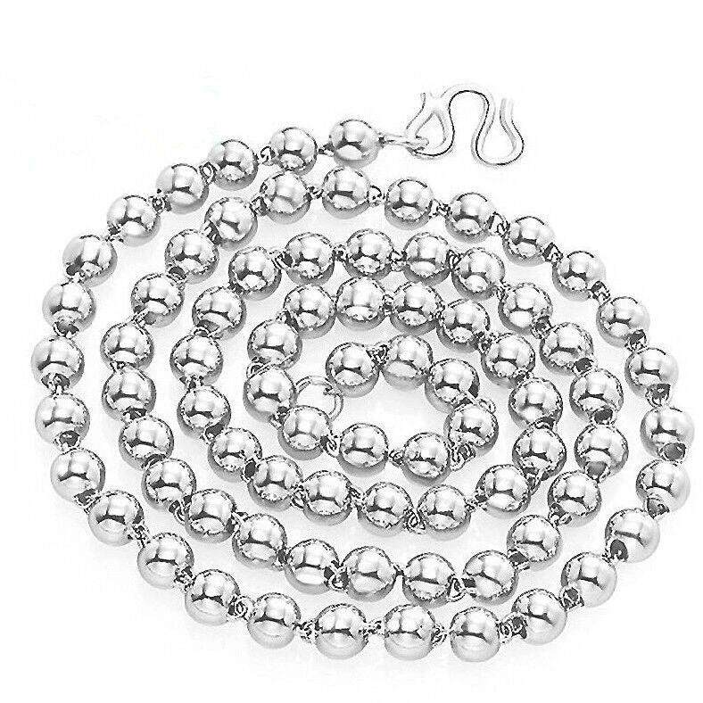 Men's Round Beads Silver Necklace