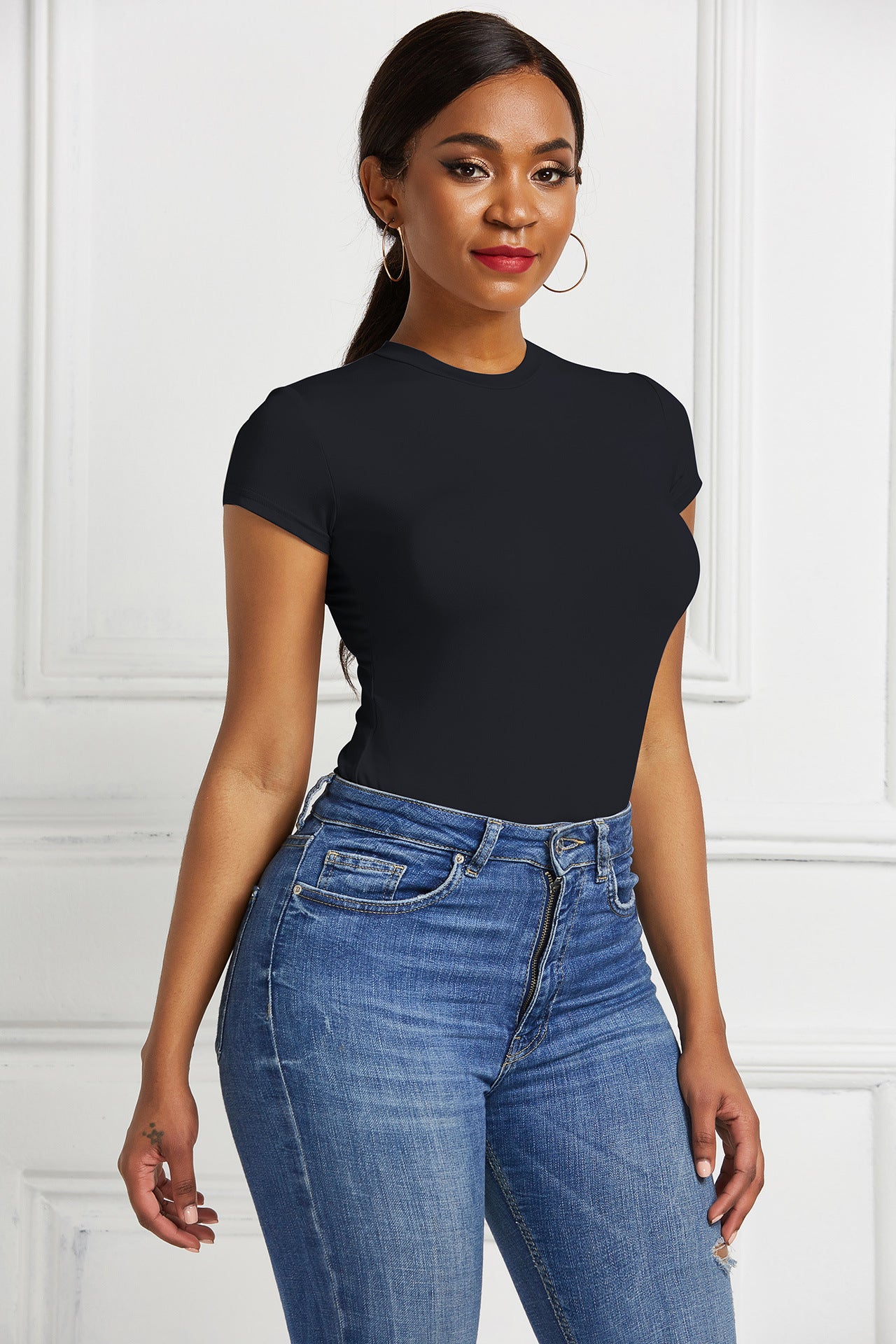 Women Clothing Sexy Solid Color Bottoming Shirt