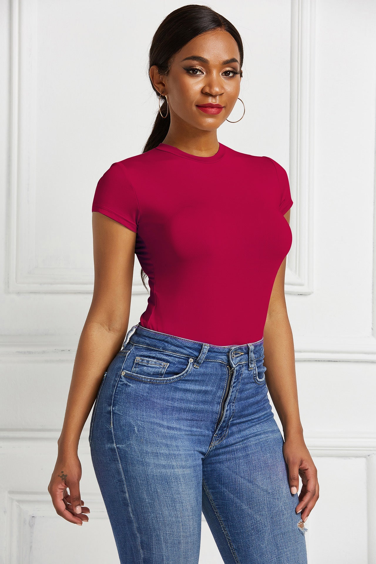 Women Clothing Sexy Solid Color Bottoming Shirt