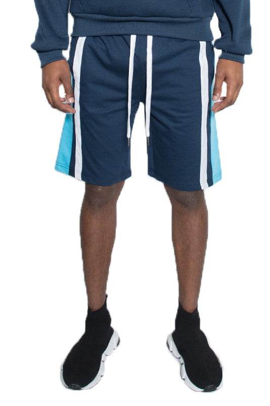 Weiv Pantalones Cortos de Chándal para Hombre con Rayas en Contraste
