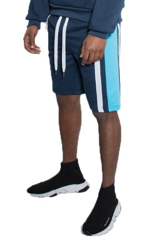 Weiv Pantalones Cortos de Chándal para Hombre con Rayas en Contraste
