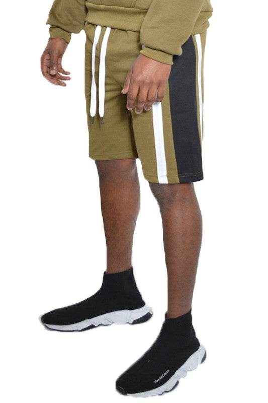 Weiv Pantalones Cortos de Chándal para Hombre con Rayas en Contraste