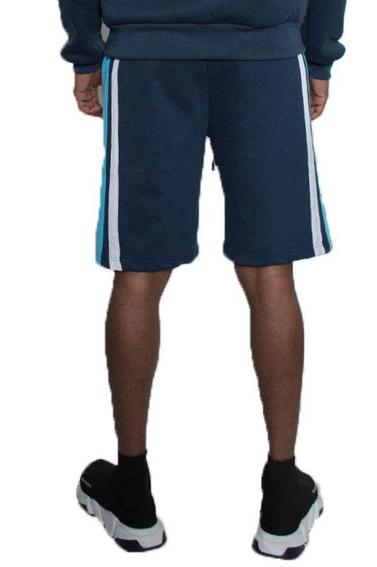 Weiv Pantalones Cortos de Chándal para Hombre con Rayas en Contraste