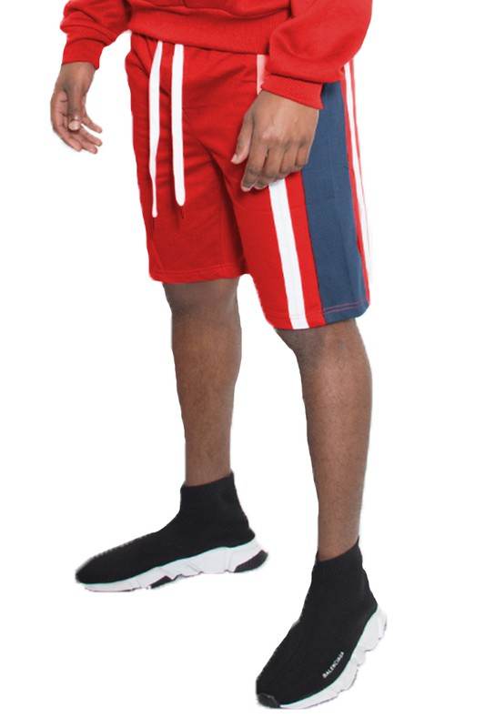 Weiv Pantalones Cortos de Chándal para Hombre con Rayas en Contraste