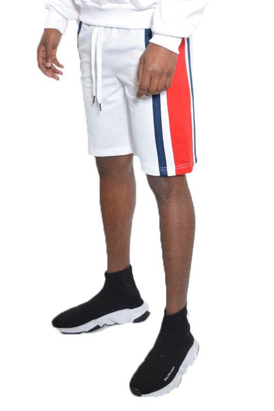 Weiv Pantalones Cortos de Chándal para Hombre con Rayas en Contraste