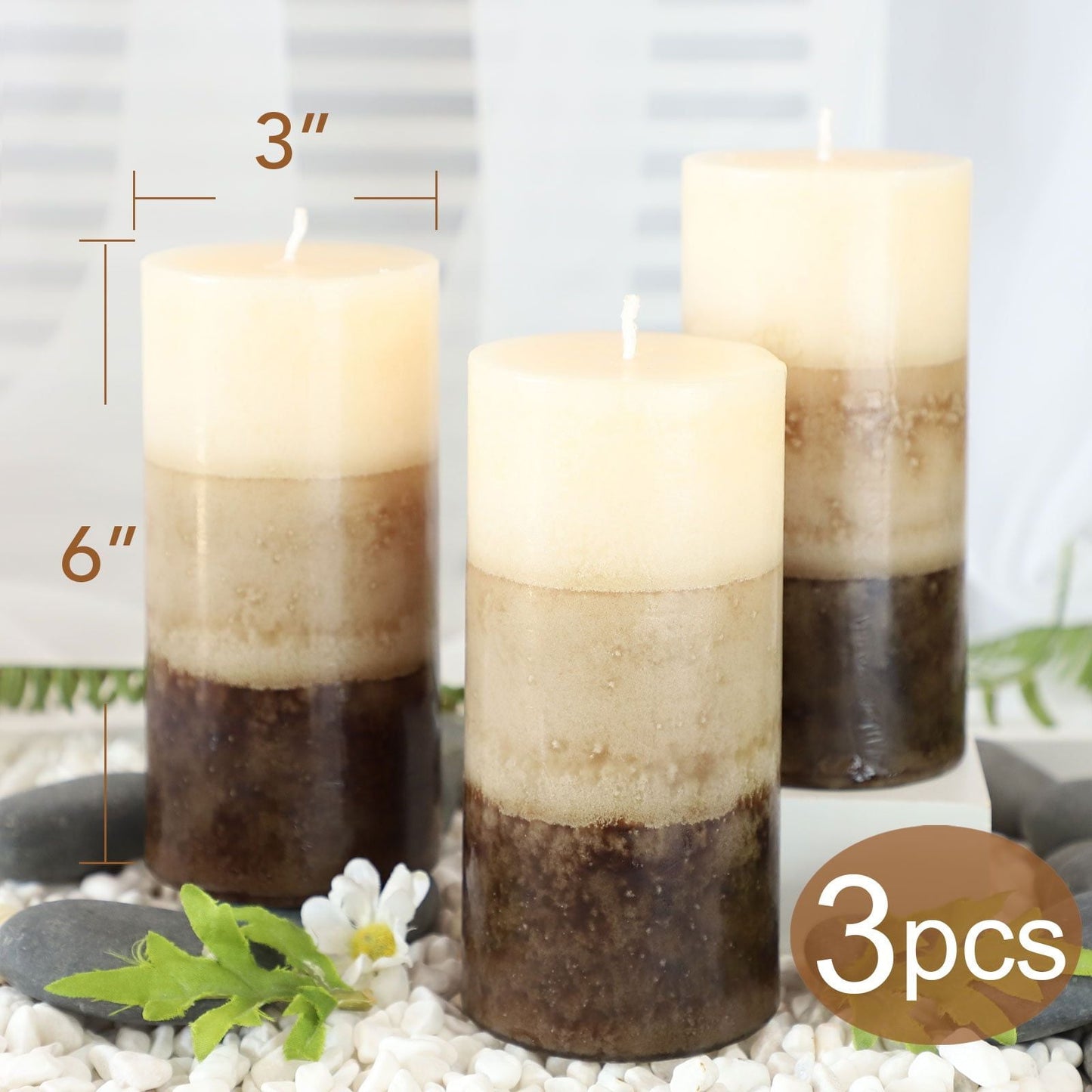 Meltone Pillar Candles, Scented Candle, Set of 3 Vanilla Cupcake Aromatherapy Candles for Home Scented, Woman Gifts, Bathroom, Spa, Wedding (3 ¡Á 6")
