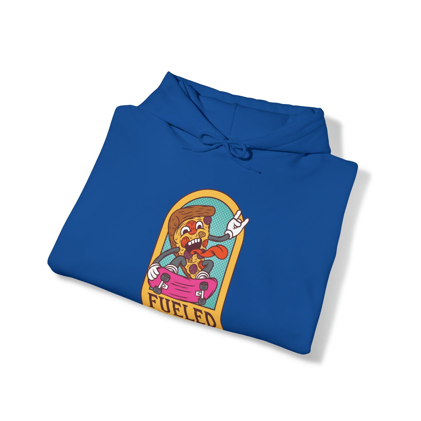 "Sudadera con capucha DirkyThreadz alimentada por pizza - Diseño gráfico divertido para amantes de la pizza"