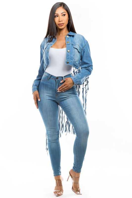 WOMEN FASHION DENIM CROP JACKET