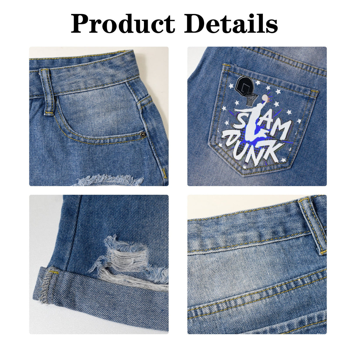 Slam Dunk Light Blue Denim Shorts with Dual Pockets Design