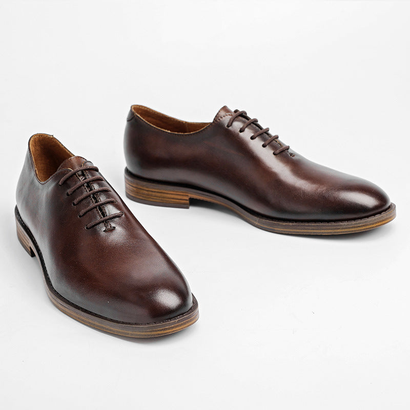 Low-cut Business Dress Shoes British Retro Polished Color