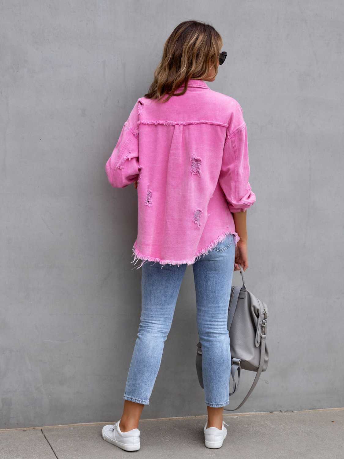 Chaqueta de mezclilla oversize con efecto desgastado