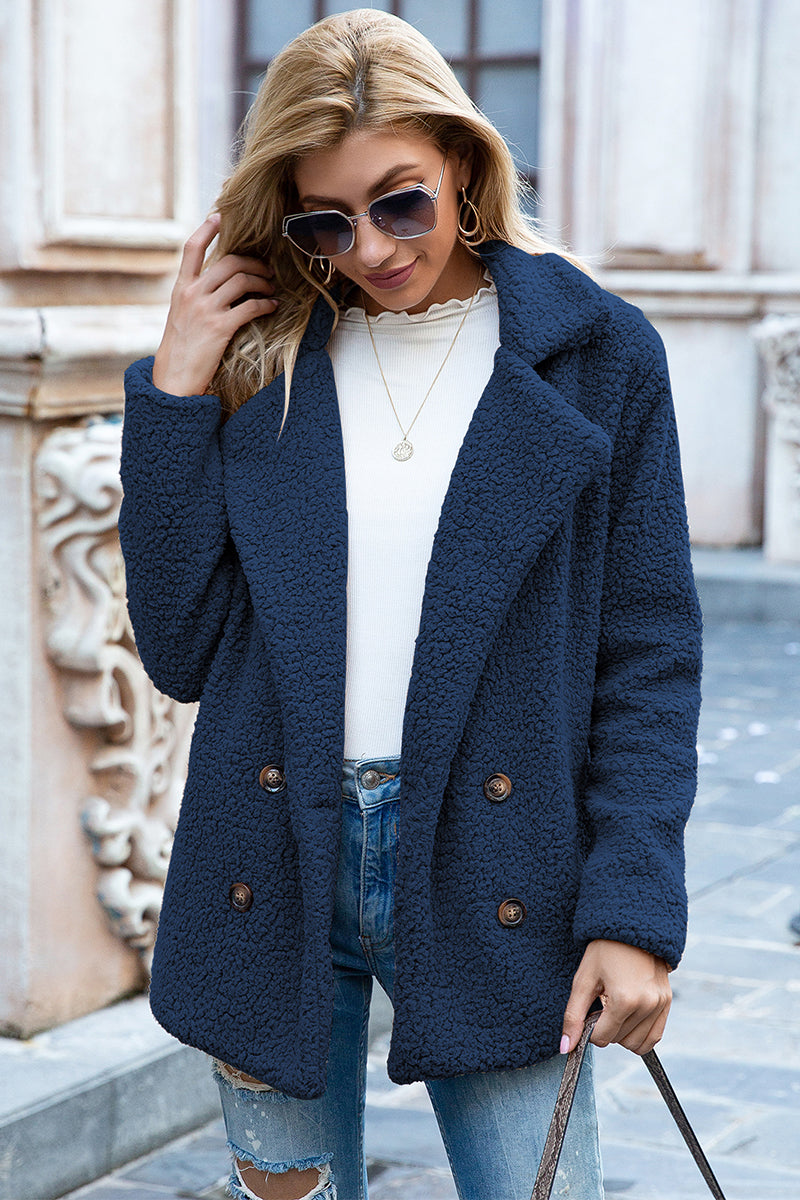 Abrigo de Sherpa con Cuello Solapa Completo Ivy Lane