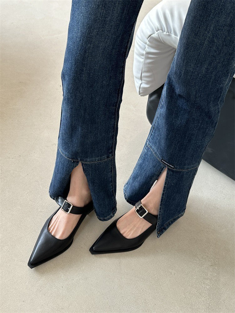 Women's Pointed-Toe Mary Jane Flats