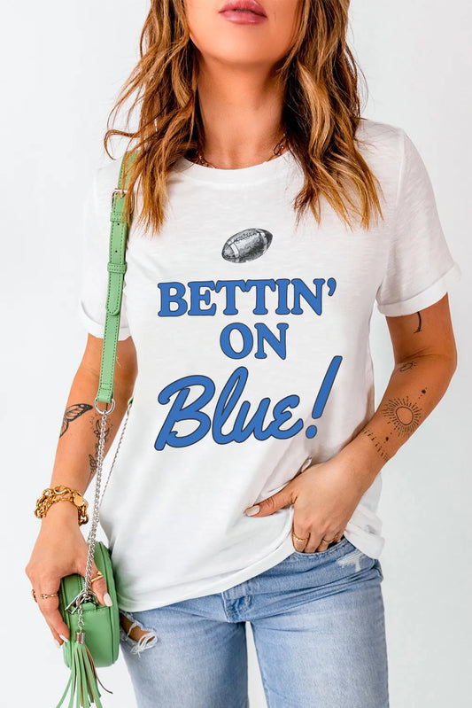 Camiseta de manga corta con cuello redondo y estampado de letras