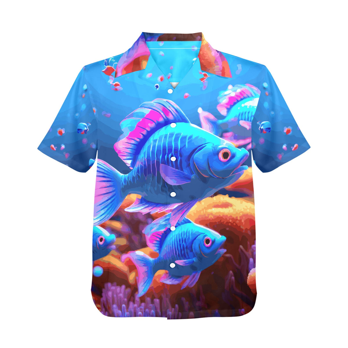 Blue Fish Men's All Over Print Hawaiian Shirt (Model T58)