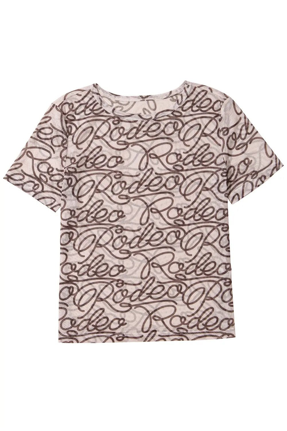 Shorts Love Salve Brown Rodeo Mesh Tee Men's Daily/Rock Slim Fit T-Shirt Sheer Fabric