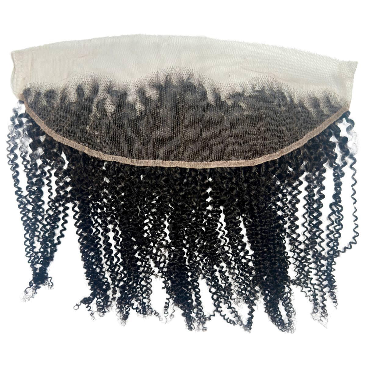 Frontal de encaje HD de cabello humano kinky afro 13x4