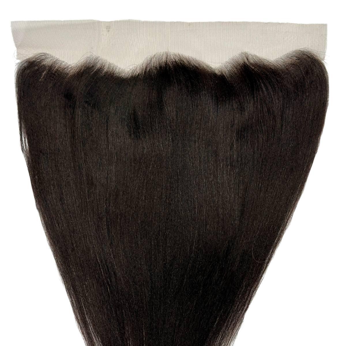 Frontal de cabello humano liso Yaki 13x4 con encaje transparente