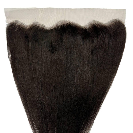 Frontal de cabello humano liso Yaki 13x4 con encaje transparente