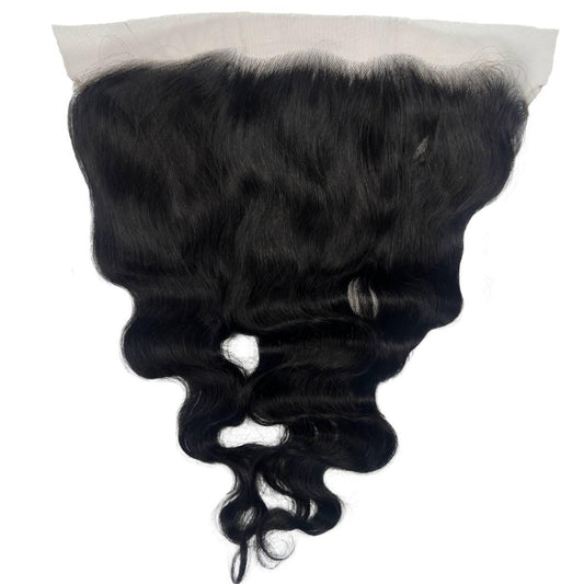 Frontal de cabello humano Jet Black Body Wave 13x6 HD Lace