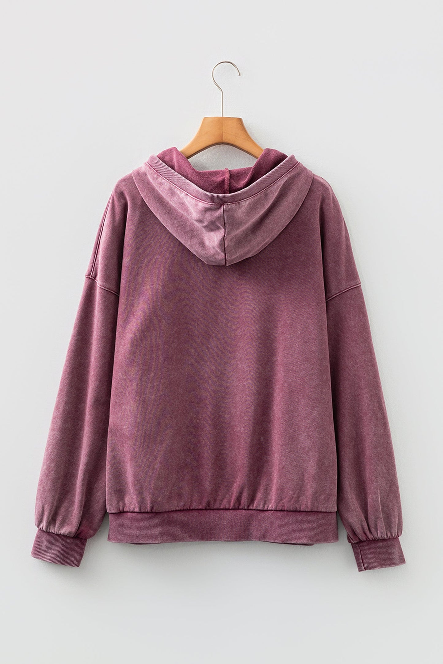 Sudadera con capucha holgada de lavado mineral con medio cierre y bolsillo canguro, negra