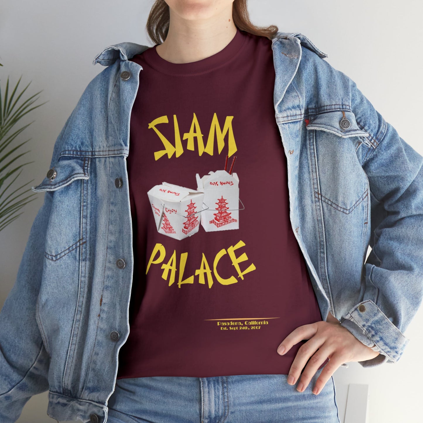 "DirkyThreadz Siam Palace T-Shirt - Bold Takeout Graphic Design in Black Cotton"