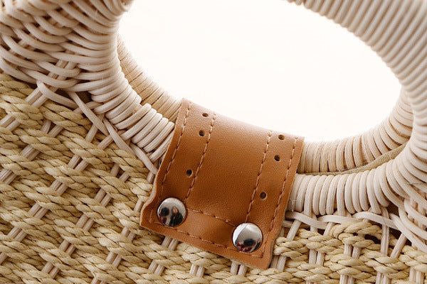 Women's Woven Rattan Travel Handbag Travel Bag