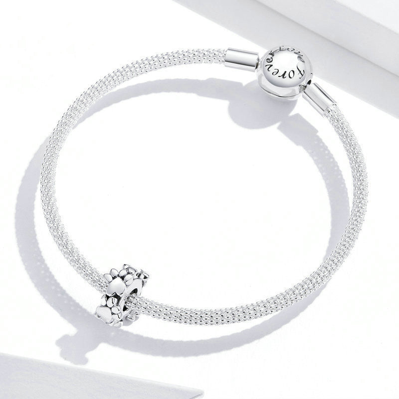 S925 Love Footprint Loose Beads