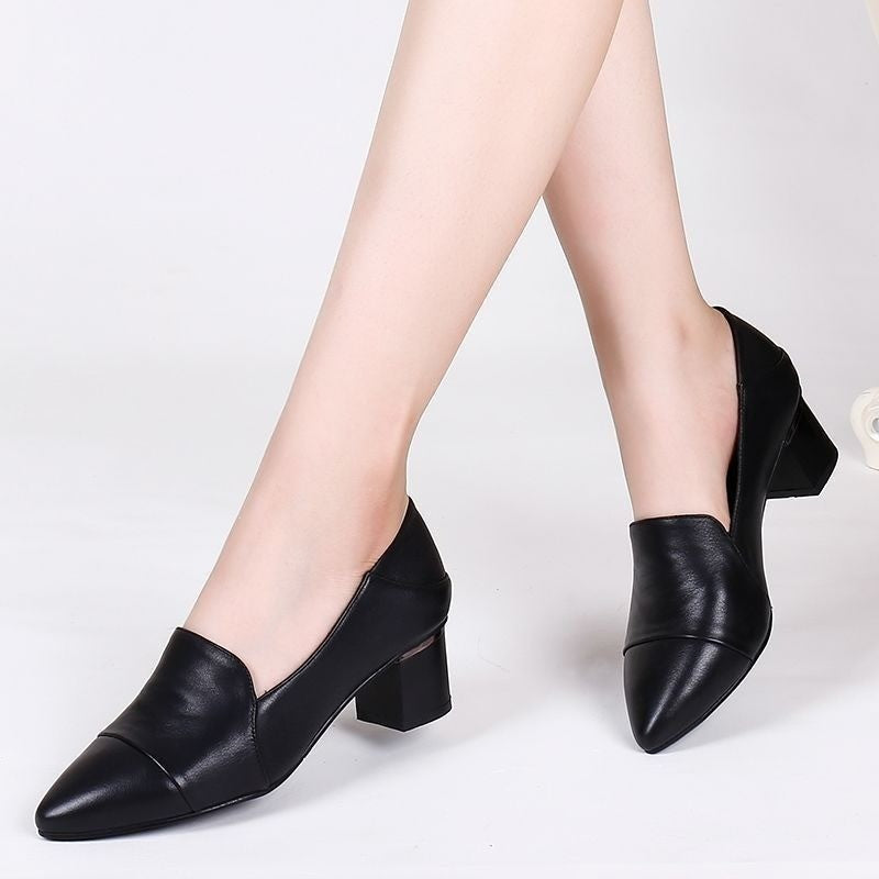 Women's Pointed-Toe Block Heel Flats