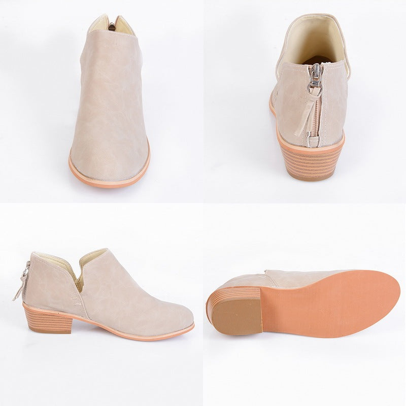 Zapatos de mujer de otoño Botines retro de tacón alto