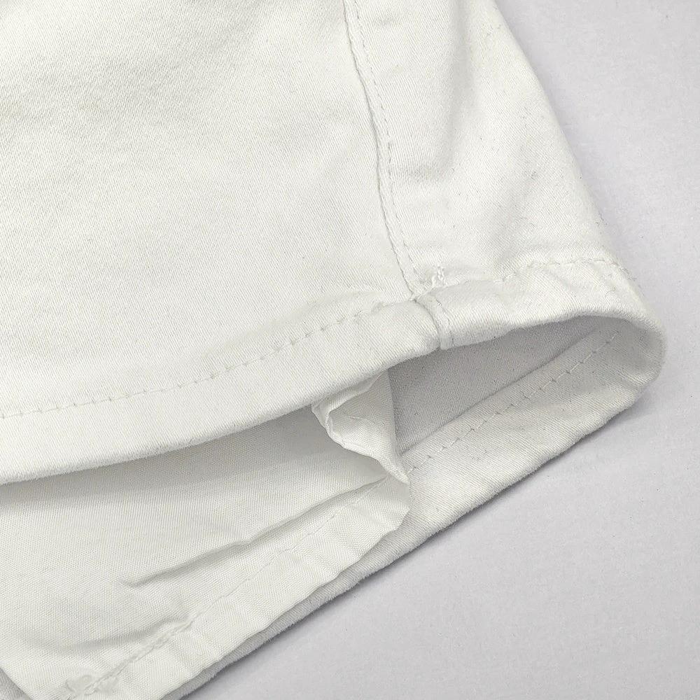 White High Waist Button Shorts Slim Fit Stretch Denim Bling Pocket Hot Girl Summer Look Club Chic Curve Flattering Pants For Women Forbidden Platform - Temu