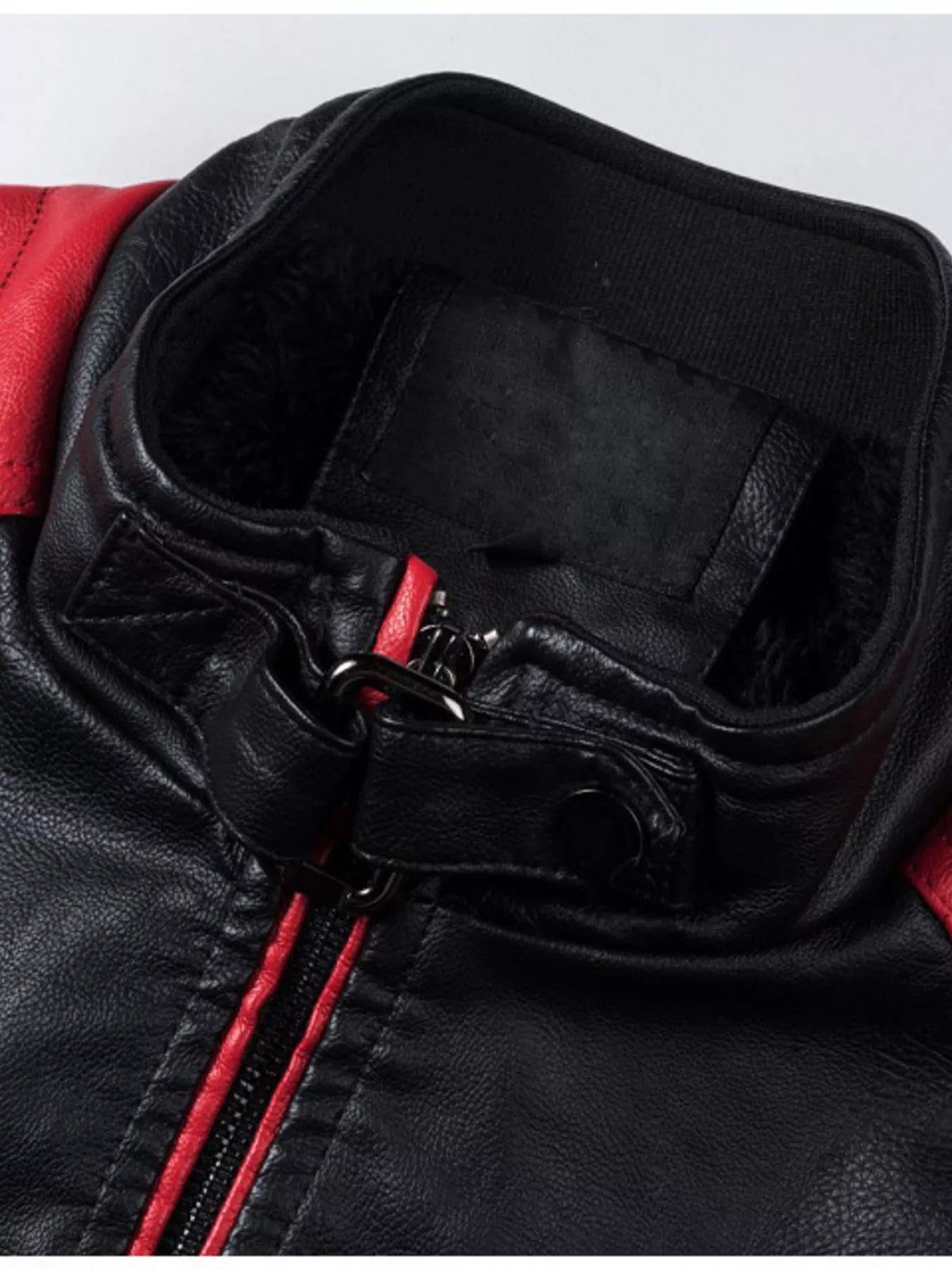 Men's Plus Size Two-Tone Slim Fit Motorcycle Leather Jacket
