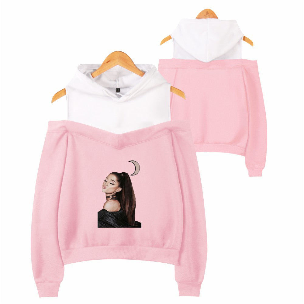 Off-shoulder hooded sweatshirt See size chart under “more details”