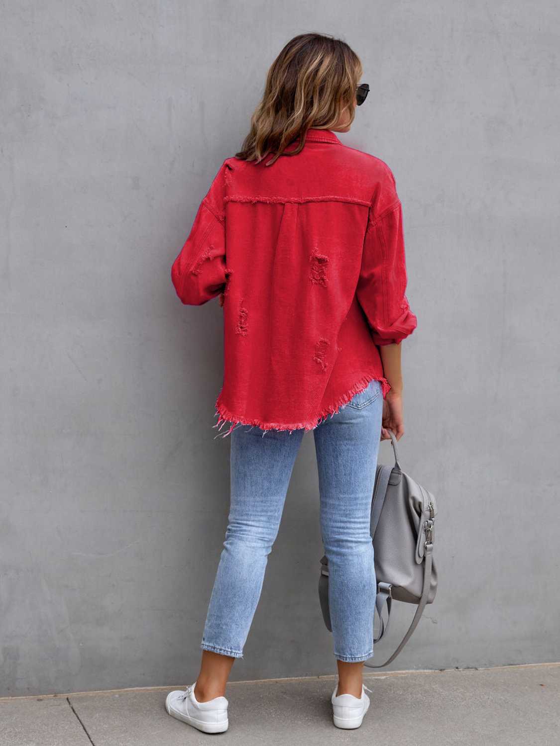 Chaqueta de mezclilla oversize con efecto desgastado