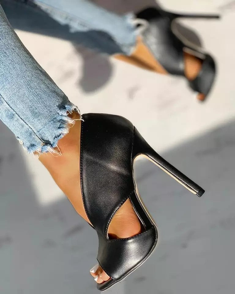 Women's Stiletto Peep-Toe Cutout Sandals