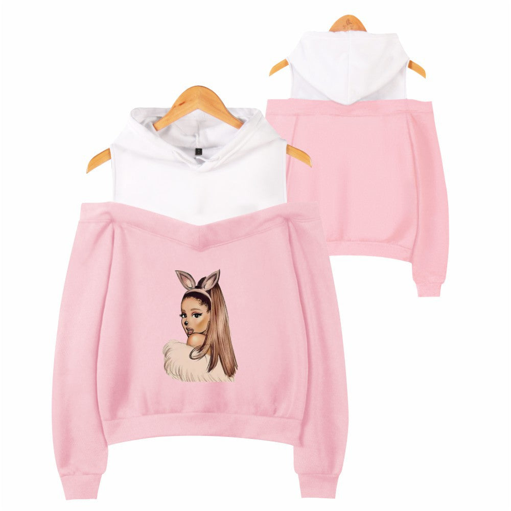 Off-shoulder hooded sweatshirt See size chart under “more details”