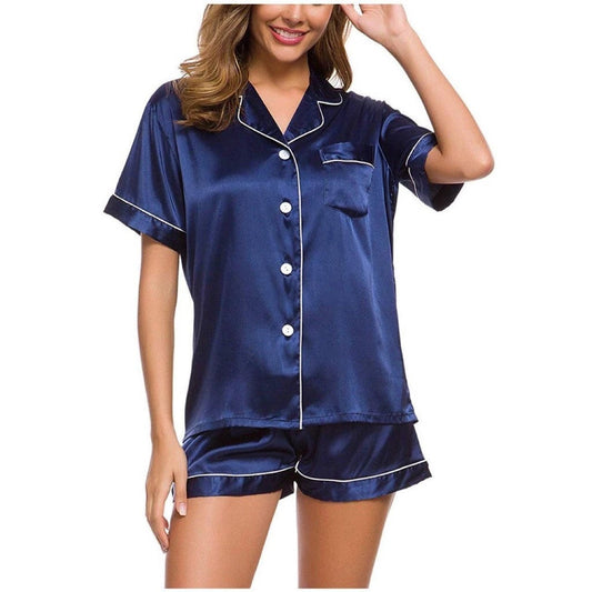Traje de pijama de manga corta con pantalón corto para mujer, servicio a domicilio