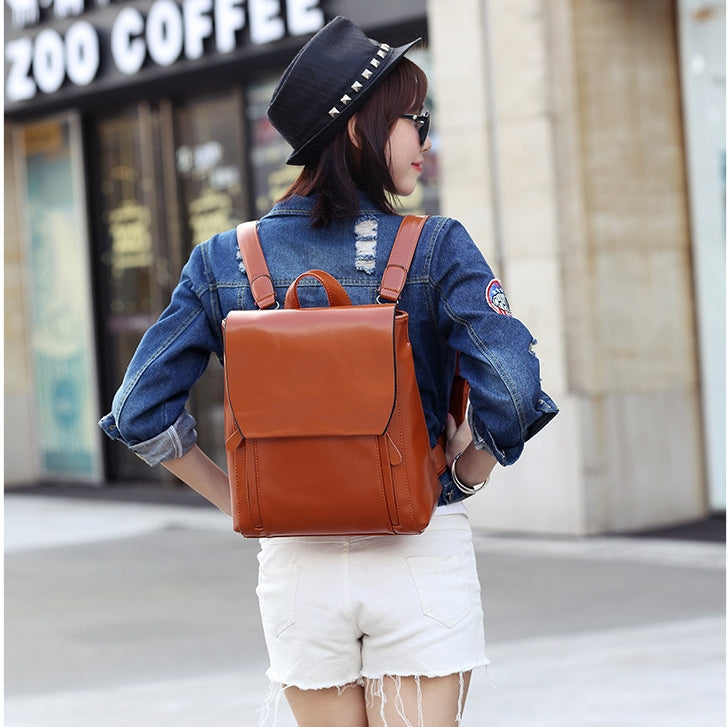 Women's Genuine Leather Messenger Backpack Messenger Bag