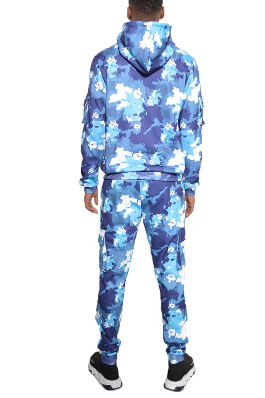 Chándal de sudadera con capucha y pantalones de camuflaje de 2 piezas para hombre