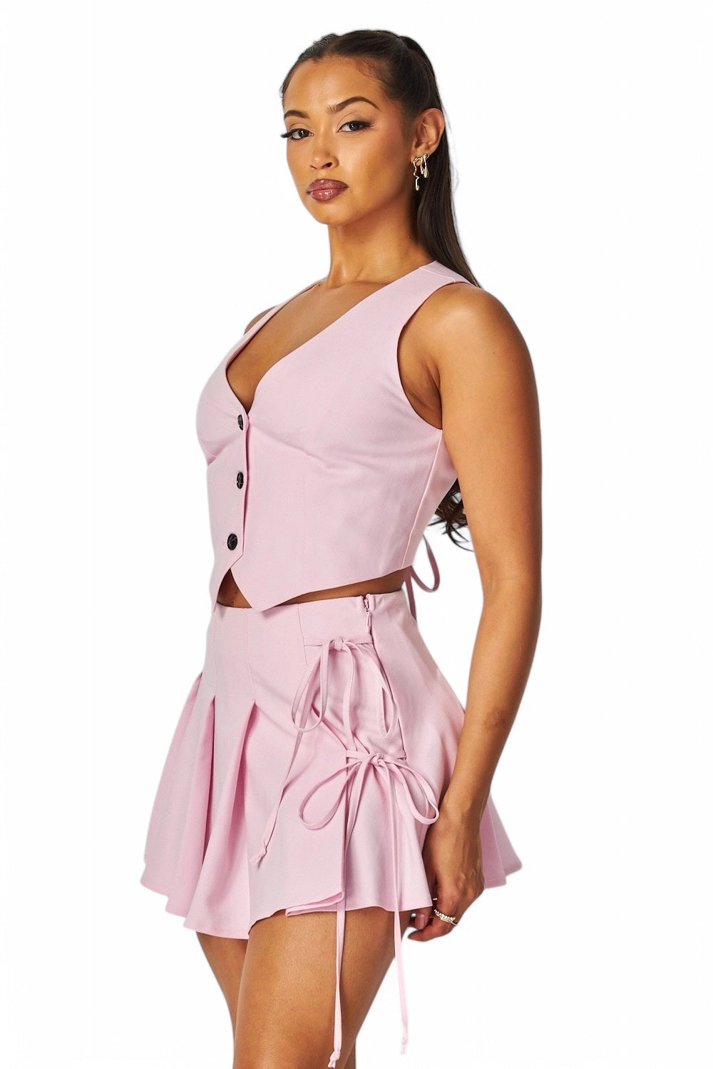 Conjunto de top de esmoquin Serene Crop Top y skort