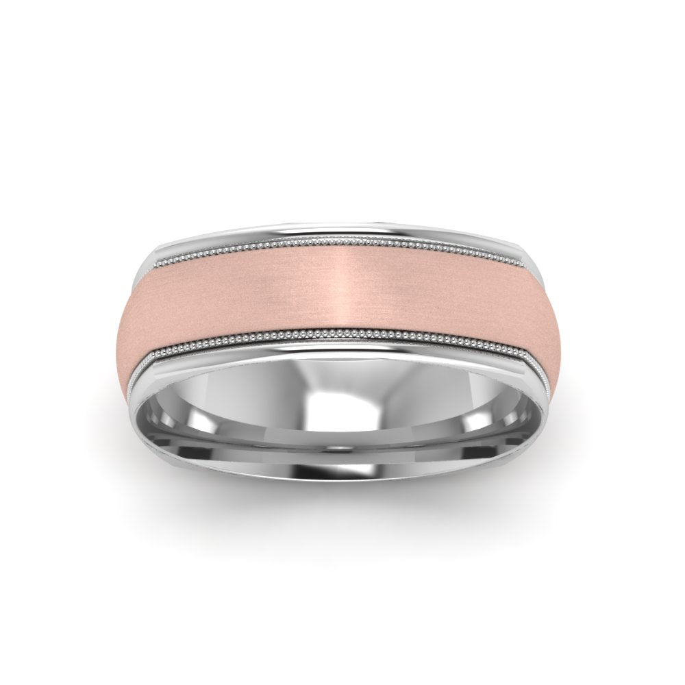 Two Tone Milgrain Square Mens Band Ring