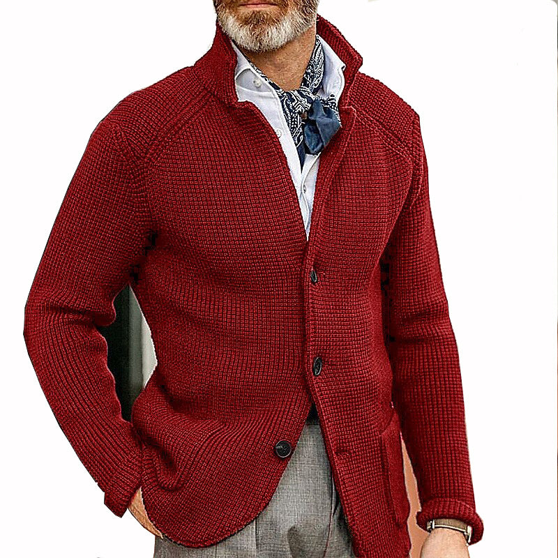 Amazon New Autumn And Winter Men's Lapel Knitted Cardigan Cross-border Coat Sweater Jacket Single-breasted Thick Sweater