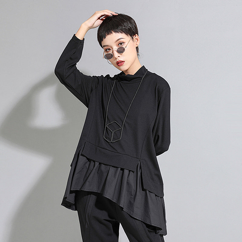 Women's Asymmetrical Ruffle Long Sleeve T-Shirt 2022