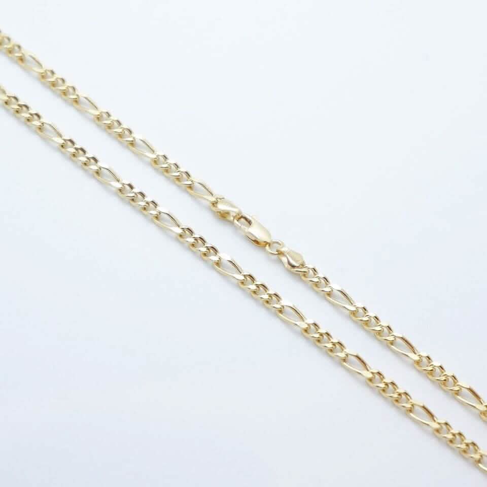 14K Solid Yellow Gold 4mm Figaro Link Chain Necklace