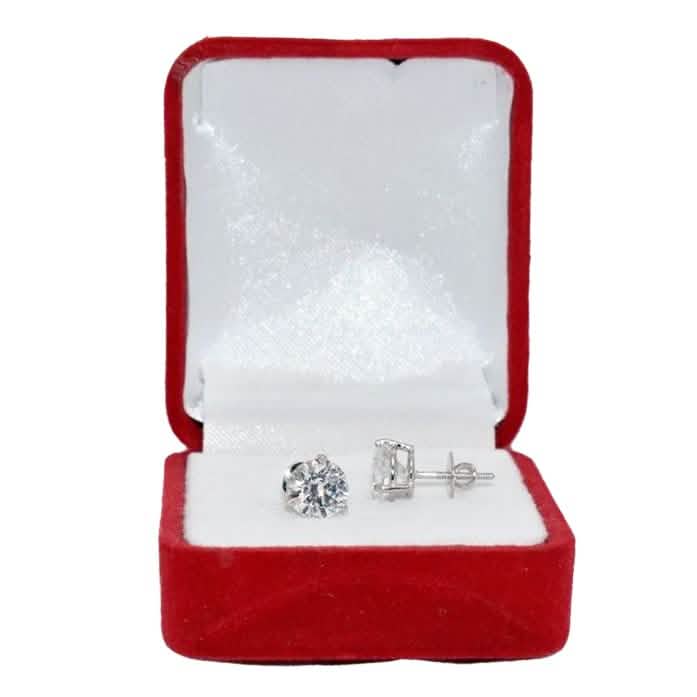 14K White Gold Studs IGI Certified Diamond Earrings Round 1.80 Ct Lab Grown