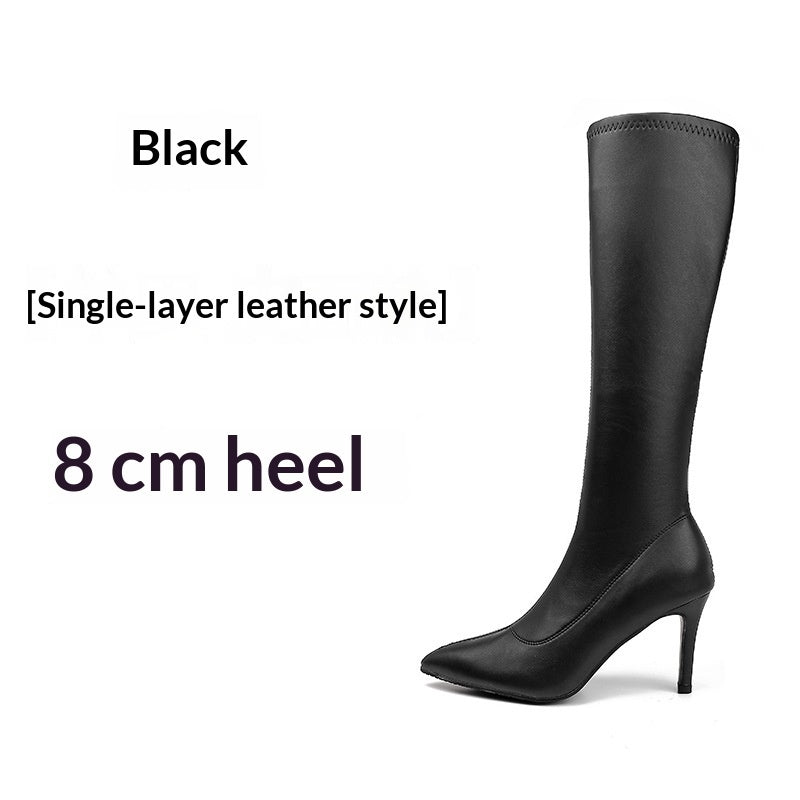 Beige Genuine Leather Pointed Toe Stiletto Ankle Boots - Women's Slim Fit High Heel Side Zipper Autumn Winter Footwear