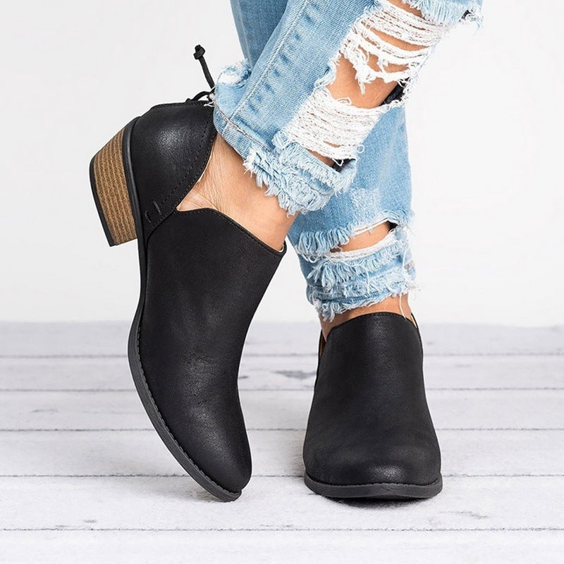 Zapatos de mujer de otoño Botines retro de tacón alto