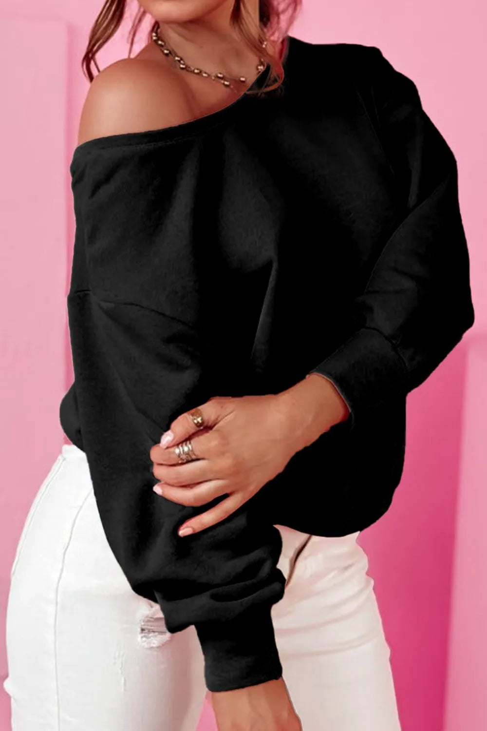 Sudadera de cuello redondo con lazo y manga larga