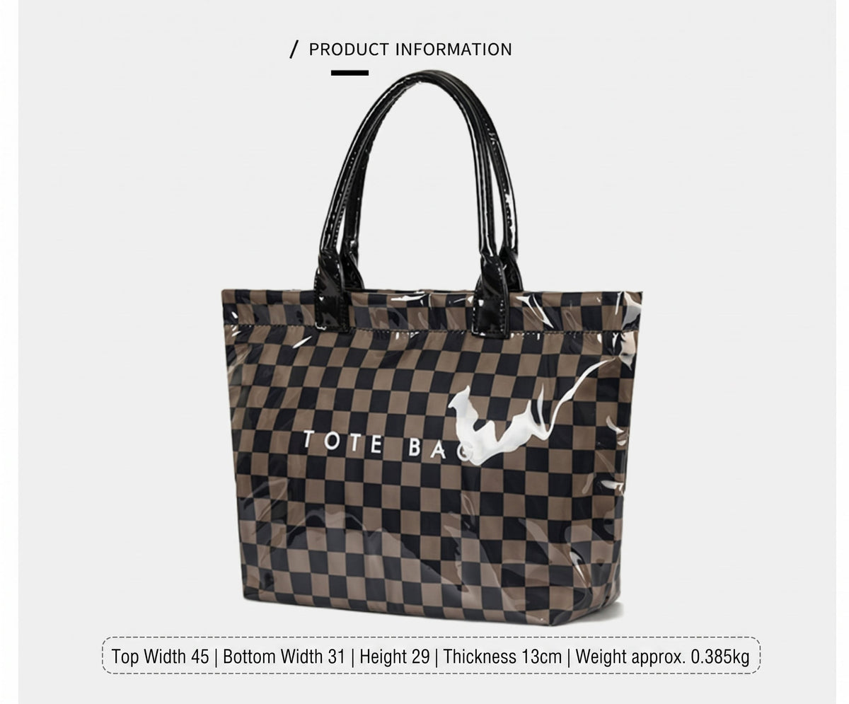 Charly Laminated Checkered Nylon Tote