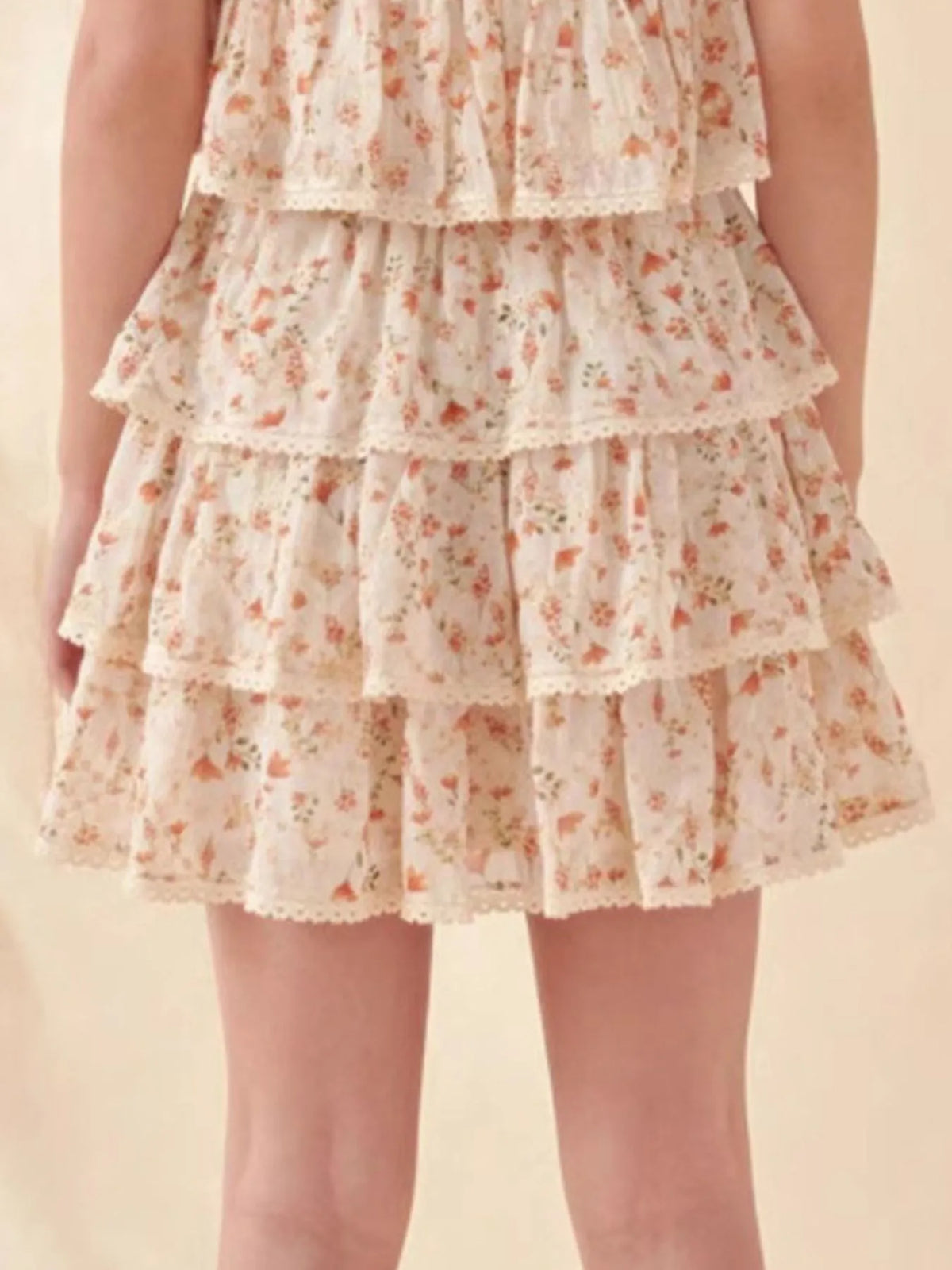 Floral Layered Ruffle Mini Skirt